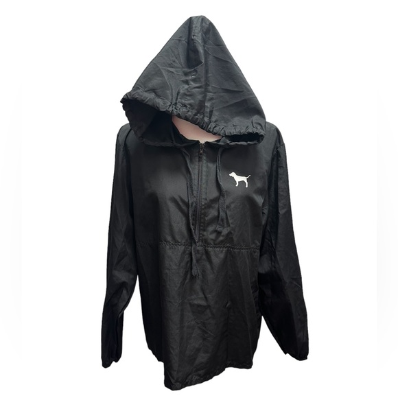 Pink by Victoria’s Secrets 3/4 Zip Windbreaker Black size XS/S - Picture 1 of 8